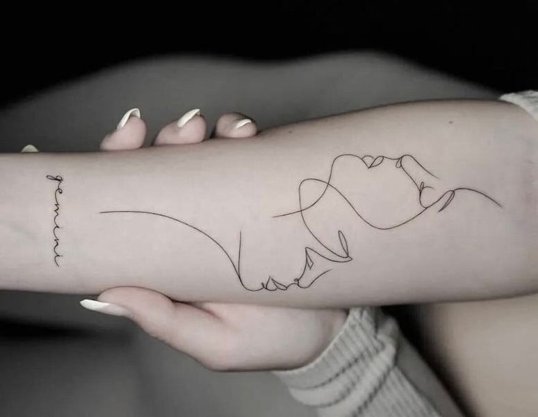 One single fineline portrait tatouage fine line tattoo geneva 